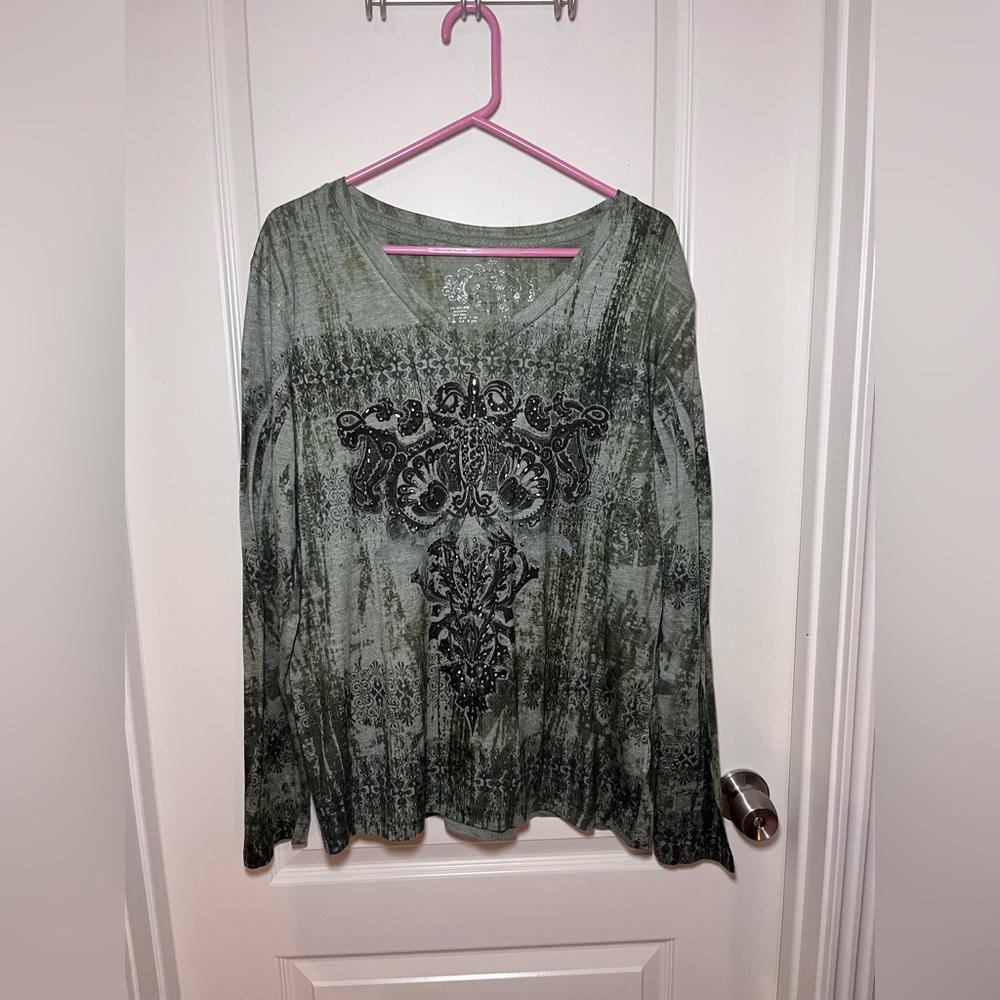 Vintage Bedazzled Long Sleeve Shirt
